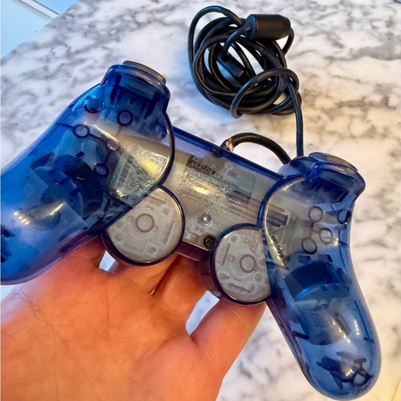 Sony PlayStation 2 PS2 Ocean Blue Clear Controller - OEM DualShock2 SCPH-10010 - Picture 5 of 9